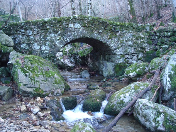 Au détour d'une combe, un petit pont couvert de mousse